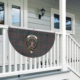 ScotsTee Shop Scottish Russell Old Modern Crest Tartan Non-Pleated Fan Flag Bunting Banner