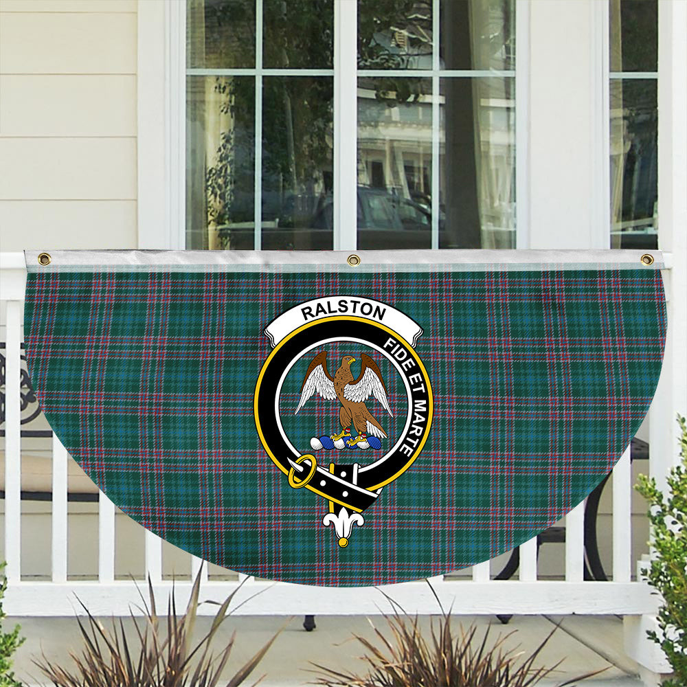 ScotsTee Shop Scottish Ralston USA Modern Crest Tartan Non-Pleated Fan Flag Bunting Banner
