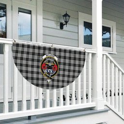 ScotsTee Shop Scottish McLeod Black and White Crest Tartan Non-Pleated Fan Flag Bunting Banner