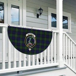 ScotsTee Shop Scottish MacKinlay 2_4 black stripes Crest Tartan Non-Pleated Fan Flag Bunting Banner