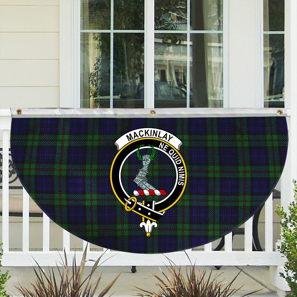 ScotsTee Shop Scottish MacKinlay 2_4 black stripes Crest Tartan Non-Pleated Fan Flag Bunting Banner