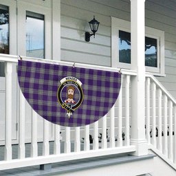 ScotsTee Shop Scottish Menzies Mauve and White Crest Tartan Non-Pleated Fan Flag Bunting Banner