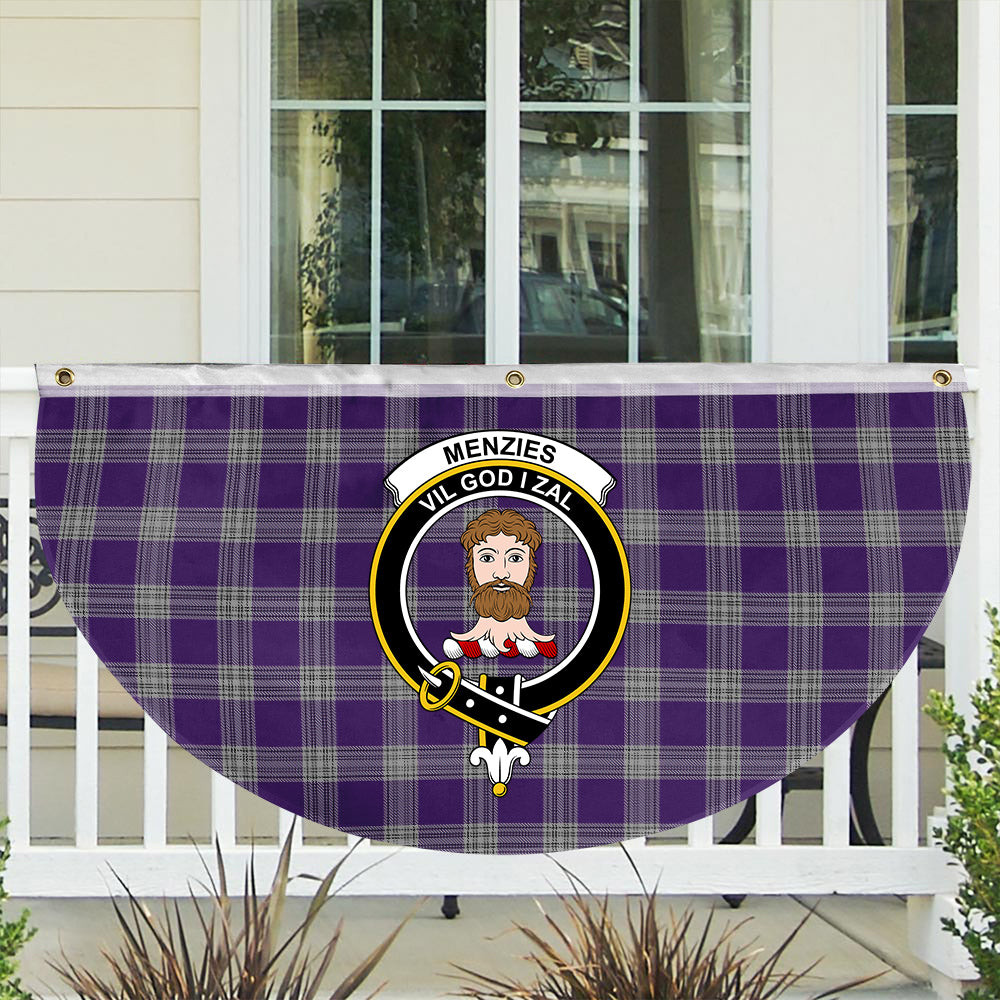ScotsTee Shop Scottish Menzies Mauve and White Crest Tartan Non-Pleated Fan Flag Bunting Banner
