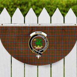 ScotsTee Shop Scottish Seton Hunting Modern Crest Tartan Non-Pleated Fan Flag Bunting Banner