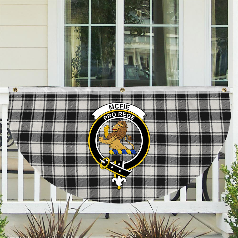 ScotsTee Shop Scottish McFie Black & White Ancient Crest Tartan Non-Pleated Fan Flag Bunting Banner