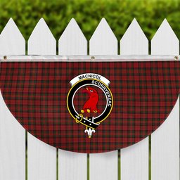 ScotsTee Shop Scottish MacNicol of Scorrybreac Crest Tartan Non-Pleated Fan Flag Bunting Banner