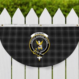 ScotsTee Shop Scottish Stewart Mourning 1880 Crest Tartan Non-Pleated Fan Flag Bunting Banner