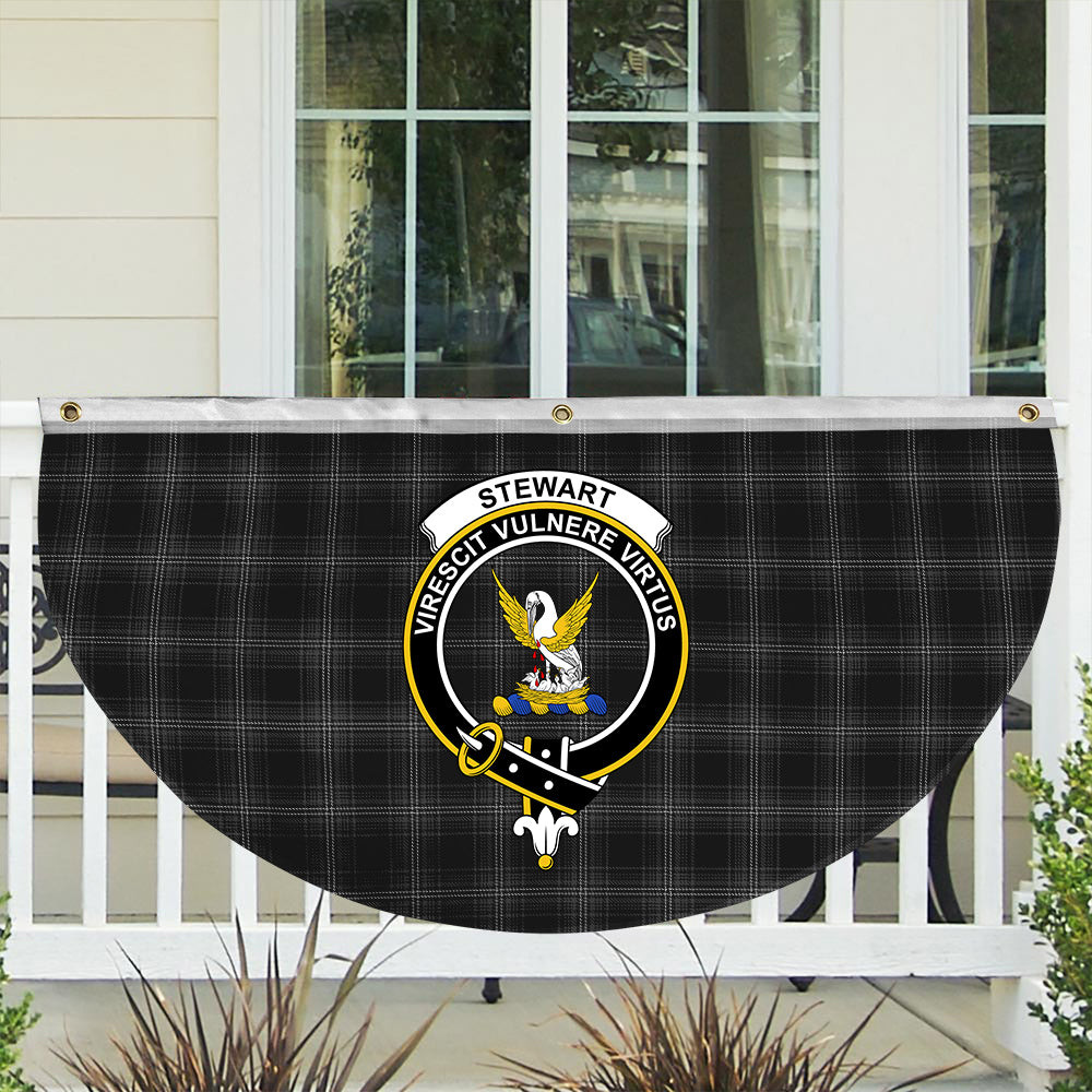 ScotsTee Shop Scottish Stewart Mourning 1880 Crest Tartan Non-Pleated Fan Flag Bunting Banner