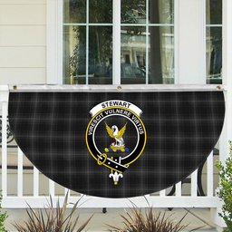 ScotsTee Shop Scottish Stewart Mourning 1880 Crest Tartan Non-Pleated Fan Flag Bunting Banner