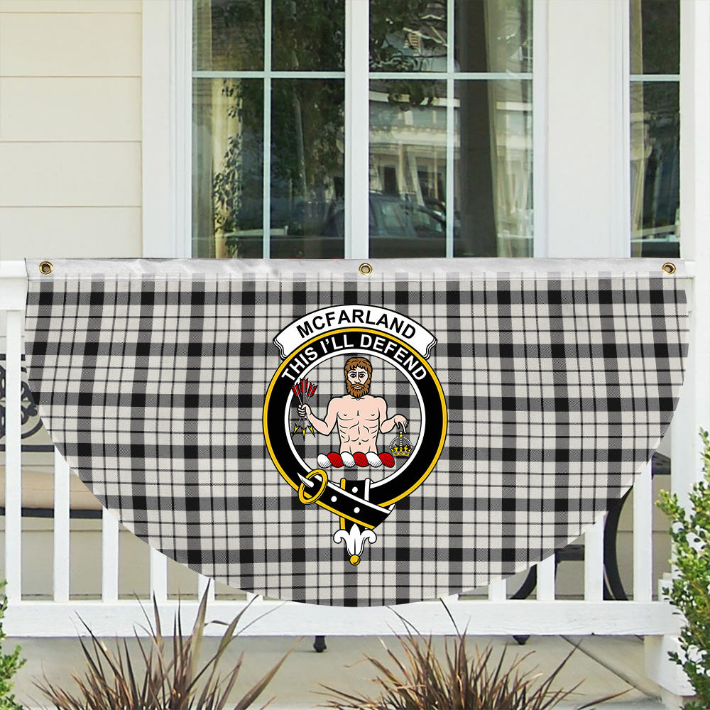 ScotsTee Shop Scottish McFarland Black White Modern Crest Tartan Non-Pleated Fan Flag Bunting Banner