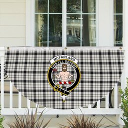ScotsTee Shop Scottish McFarland Black White Modern Crest Tartan Non-Pleated Fan Flag Bunting Banner