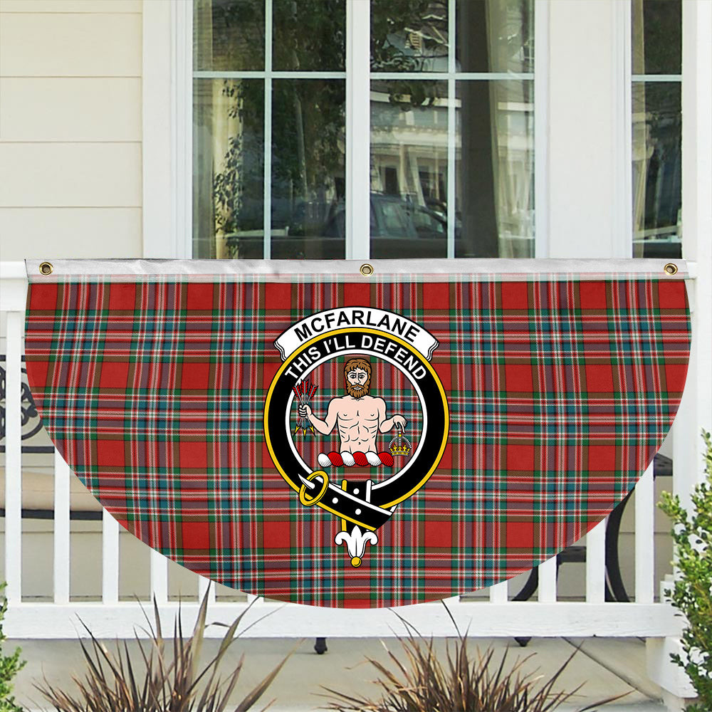 ScotsTee Shop Scottish McFarlane Red Ancient Crest Tartan Non-Pleated Fan Flag Bunting Banner