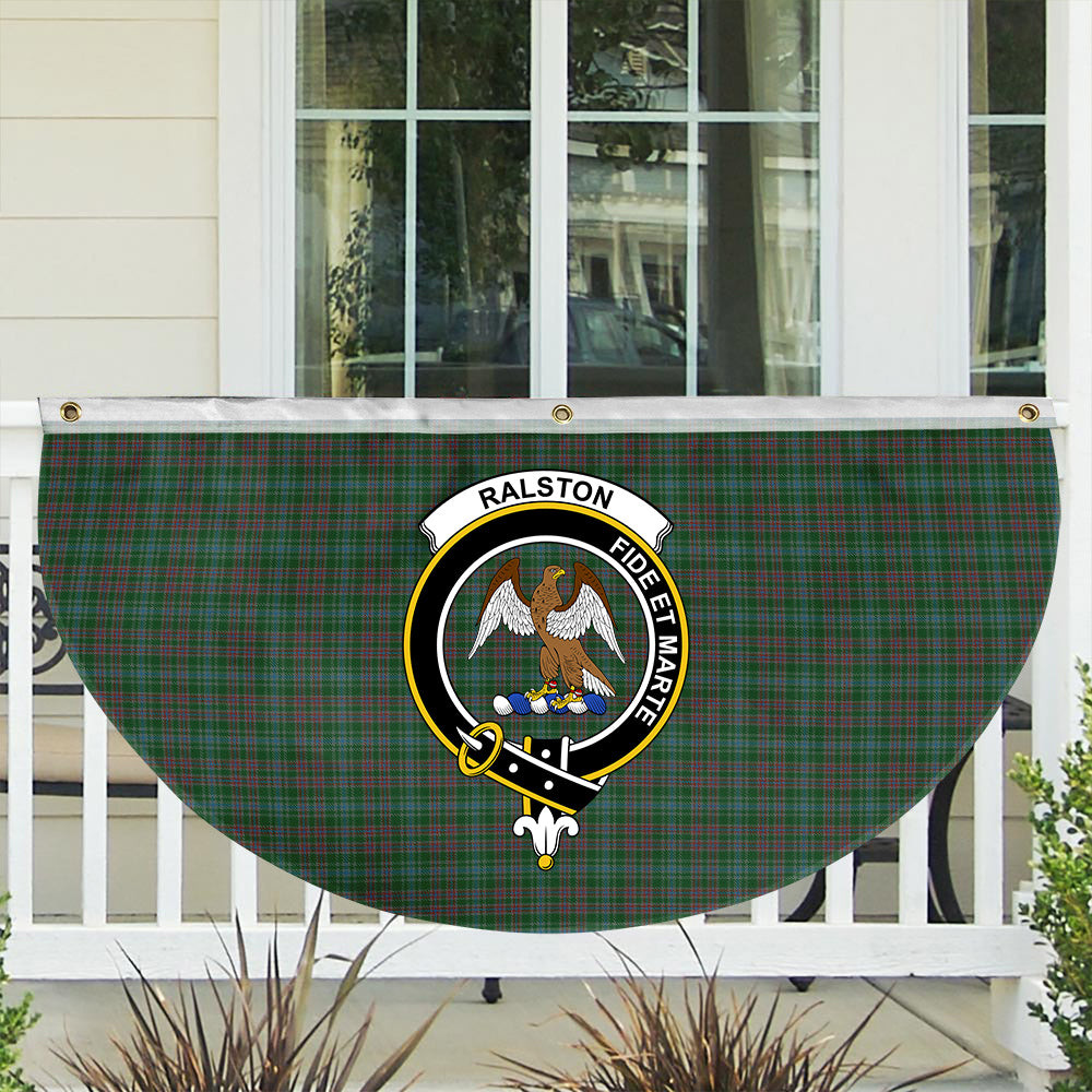 ScotsTee Shop Scottish Ralston USA Crest Tartan Non-Pleated Fan Flag Bunting Banner