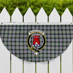 ScotsTee Shop Scottish MacNaughton Dress Crest Tartan Non-Pleated Fan Flag Bunting Banner