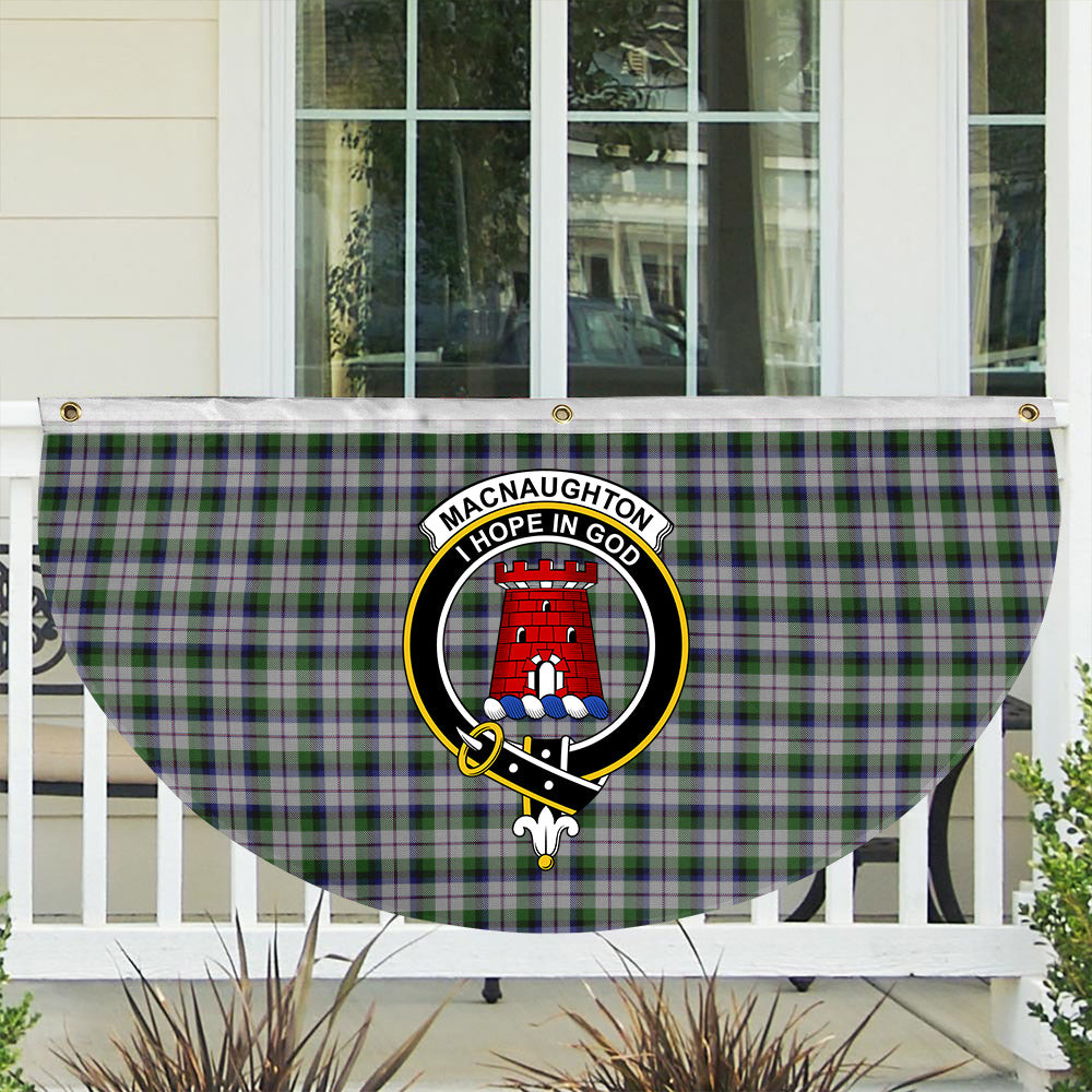 ScotsTee Shop Scottish MacNaughton Dress Crest Tartan Non-Pleated Fan Flag Bunting Banner
