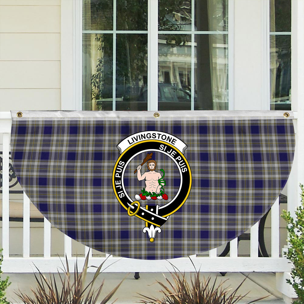 ScotsTee Shop Scottish Livingstone Dress Crest Tartan Non-Pleated Fan Flag Bunting Banner