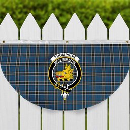 ScotsTee Shop Scottish Thompson Society Dress Blue Crest Tartan Non-Pleated Fan Flag Bunting Banner