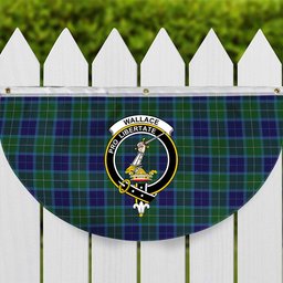 ScotsTee Shop Scottish Wallace Blue Crest Tartan Non-Pleated Fan Flag Bunting Banner