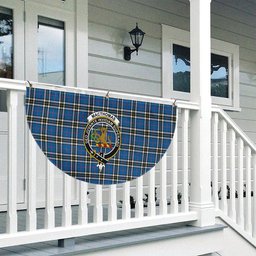 ScotsTee Shop Scottish MacThomas Blue Modern Crest Tartan Non-Pleated Fan Flag Bunting Banner