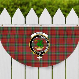 ScotsTee Shop Scottish Seton Ancient Crest Tartan Non-Pleated Fan Flag Bunting Banner