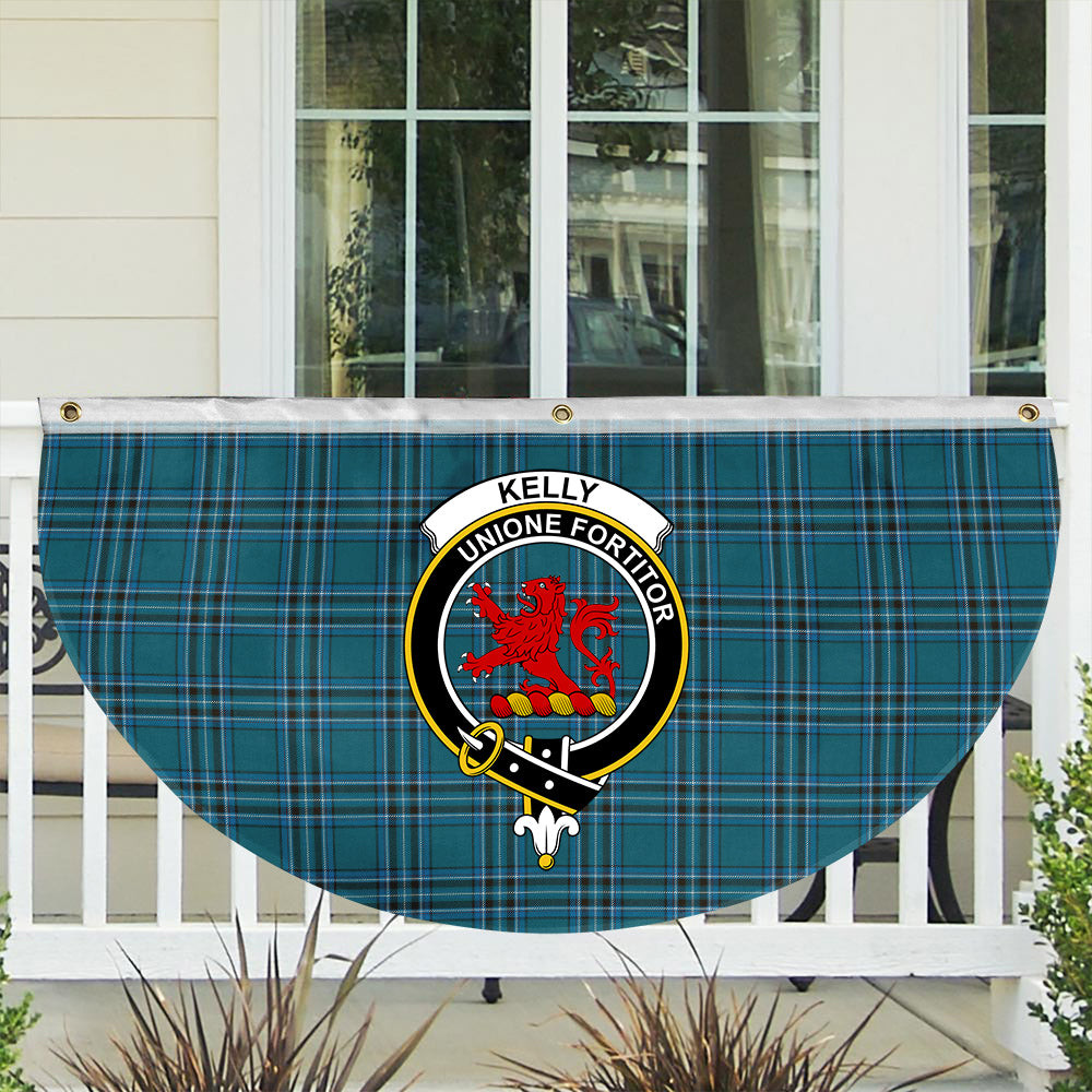 ScotsTee Shop Scottish Kelly Dress Modern Crest Tartan Non-Pleated Fan Flag Bunting Banner