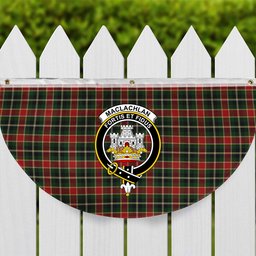 ScotsTee Shop Scottish MacLachlan 3 Crest Tartan Non-Pleated Fan Flag Bunting Banner