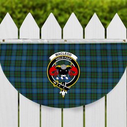 ScotsTee Shop Scottish MacLeod of Assynt Crest Tartan Non-Pleated Fan Flag Bunting Banner