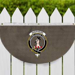 ScotsTee Shop Scottish Shepherd Brown & White Crest Tartan Non-Pleated Fan Flag Bunting Banner