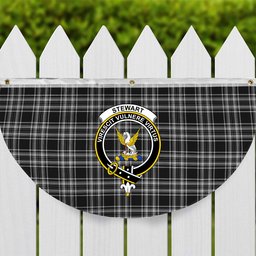 ScotsTee Shop Scottish Stewart Black and White Crest Tartan Non-Pleated Fan Flag Bunting Banner