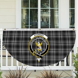 ScotsTee Shop Scottish Stewart Black and White Crest Tartan Non-Pleated Fan Flag Bunting Banner