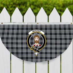 ScotsTee Shop Scottish Menzies Black Dress Crest Tartan Non-Pleated Fan Flag Bunting Banner