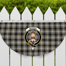 ScotsTee Shop Scottish Menzies Black & White Ancient Crest Tartan Non-Pleated Fan Flag Bunting Banner