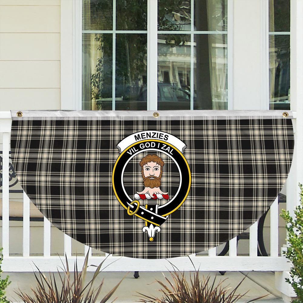 ScotsTee Shop Scottish Menzies Black & White Ancient Crest Tartan Non-Pleated Fan Flag Bunting Banner