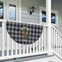ScotsTee Shop Scottish MacKenzie Dress 3 Crest Tartan Non-Pleated Fan Flag Bunting Banner