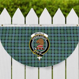 ScotsTee Shop Scottish Melville Modern Crest Tartan Non-Pleated Fan Flag Bunting Banner