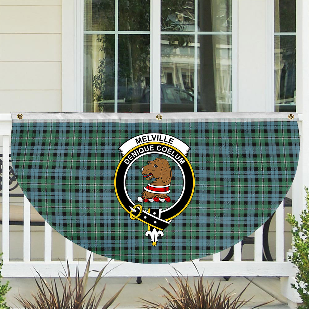 ScotsTee Shop Scottish Melville Modern Crest Tartan Non-Pleated Fan Flag Bunting Banner