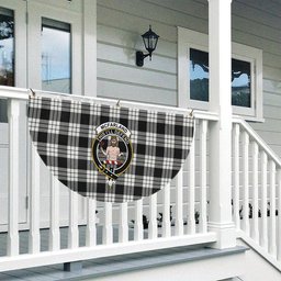 ScotsTee Shop Scottish McFarland Black White Crest Tartan Non-Pleated Fan Flag Bunting Banner