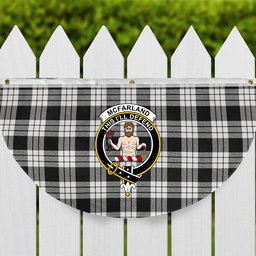 ScotsTee Shop Scottish McFarland Black White Crest Tartan Non-Pleated Fan Flag Bunting Banner