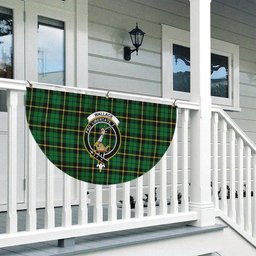 ScotsTee Shop Scottish Wallace Hunting Green Crest Tartan Non-Pleated Fan Flag Bunting Banner