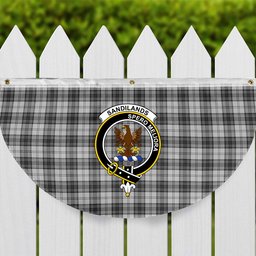 ScotsTee Shop Scottish Sandilands Grey Crest Tartan Non-Pleated Fan Flag Bunting Banner