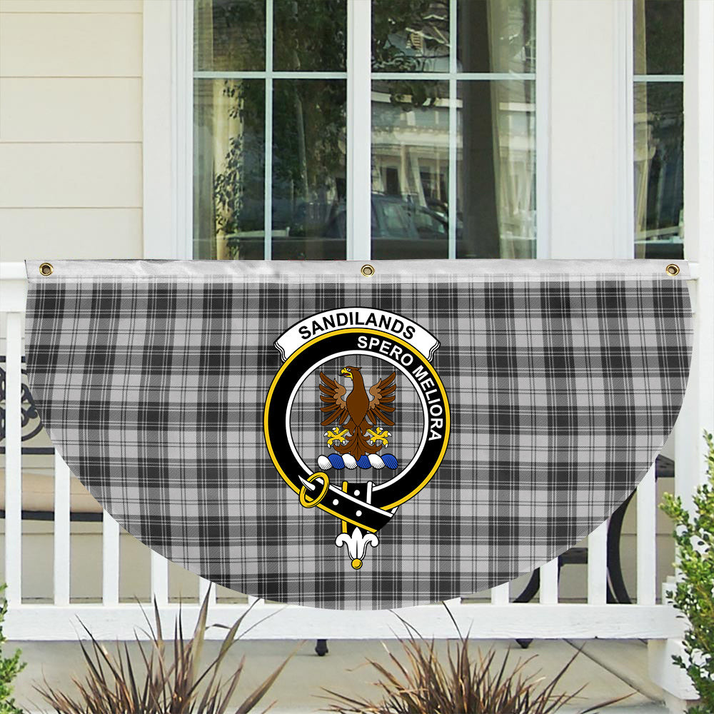 ScotsTee Shop Scottish Sandilands Grey Crest Tartan Non-Pleated Fan Flag Bunting Banner