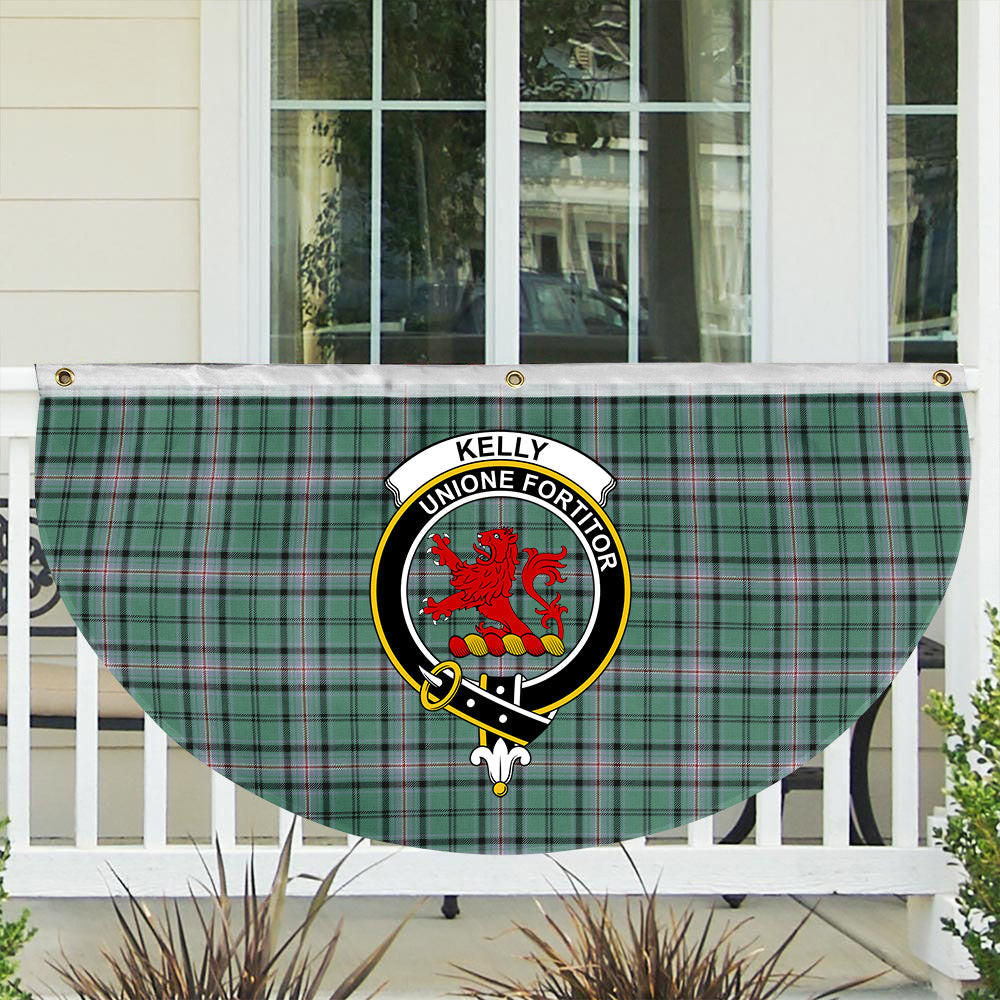 ScotsTee Shop Scottish Kelly of Sleat Hunting Ancient Crest Tartan Non-Pleated Fan Flag Bunting Banner