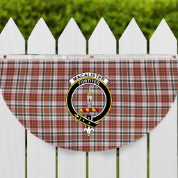 ScotsTee Shop Scottish MacAlister Dress Modern Crest Tartan Non-Pleated Fan Flag Bunting Banner
