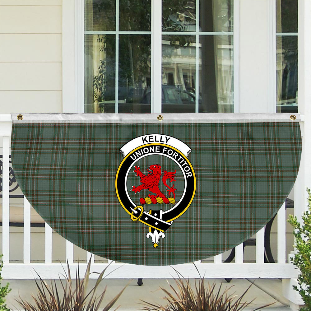ScotsTee Shop Scottish Kelly Dress Crest Tartan Non-Pleated Fan Flag Bunting Banner