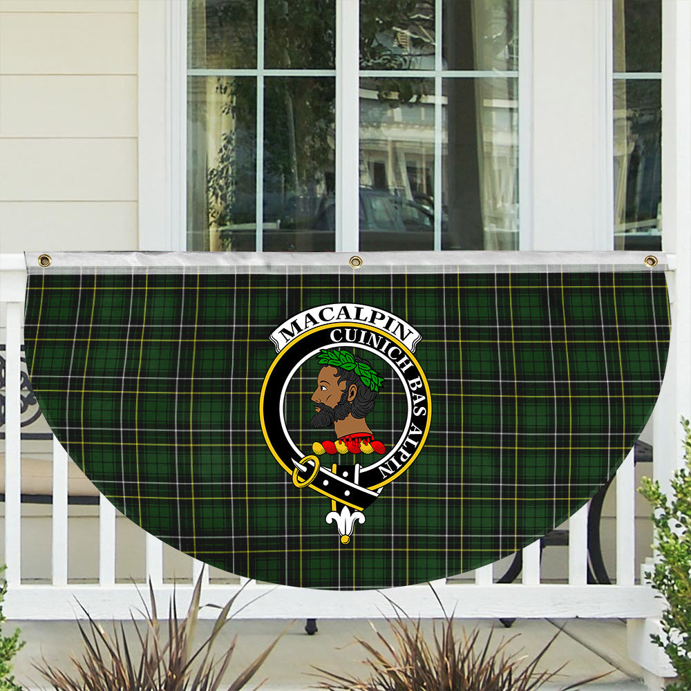 ScotsTee Shop Scottish MacAlpine Modern Crest Tartan Non-Pleated Fan Flag Bunting Banner