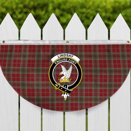 ScotsTee Shop Scottish Lindsay Weathered Crest Tartan Non-Pleated Fan Flag Bunting Banner