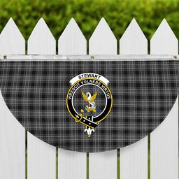 ScotsTee Shop Scottish Stewart Mourning 3 Crest Tartan Non-Pleated Fan Flag Bunting Banner