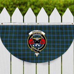 ScotsTee Shop Scottish MacLeod Green Crest Tartan Non-Pleated Fan Flag Bunting Banner