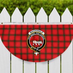 ScotsTee Shop Scottish MacDonald of Sleat SC Crest Tartan Non-Pleated Fan Flag Bunting Banner
