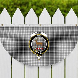 ScotsTee Shop Scottish Scott Black and White Modern Crest Tartan Non-Pleated Fan Flag Bunting Banner